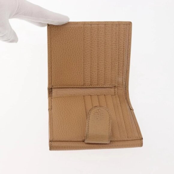 GUCCI Bifold Wallet Leather Outlet Beige Gold Beige - Picture 7 of 16